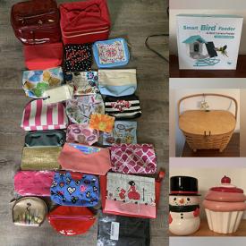 MaxSold Auction: This online auction features new makeup bags, vinyl records, stained glass turtle light, small kitchen appliances, cookie jars, Lenox vases, sports collectibles, Peterboro basket, and more!
